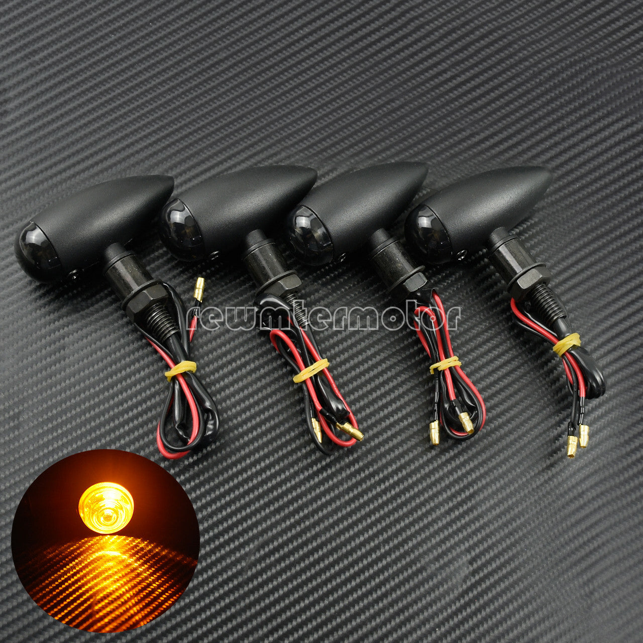 2 Pairs Turn Signal Indicator Flasher Light Fit for Harley Bobber Chopper Matte Q
