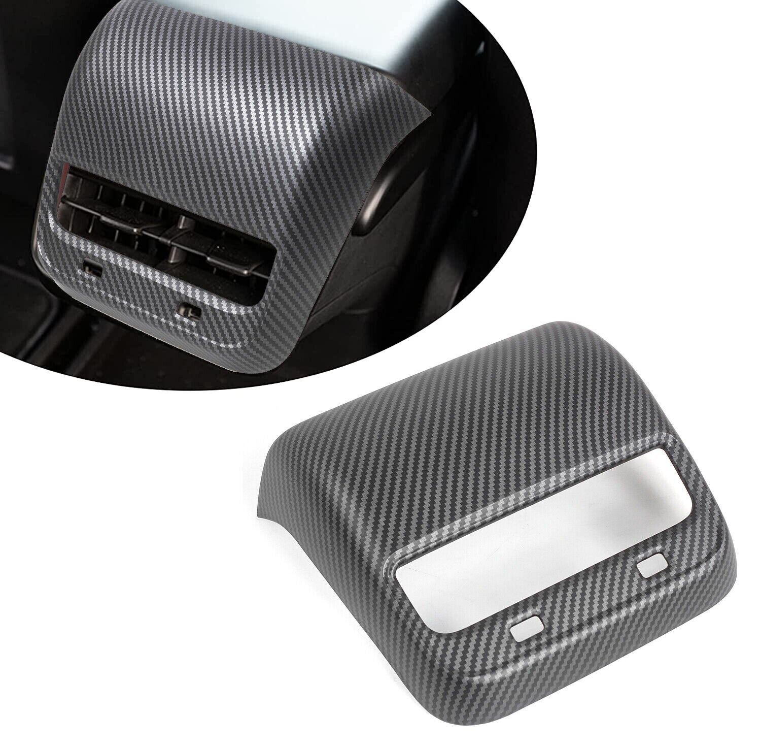 Matte carbon fiber rear vent cover trim for Model 3/Y- n