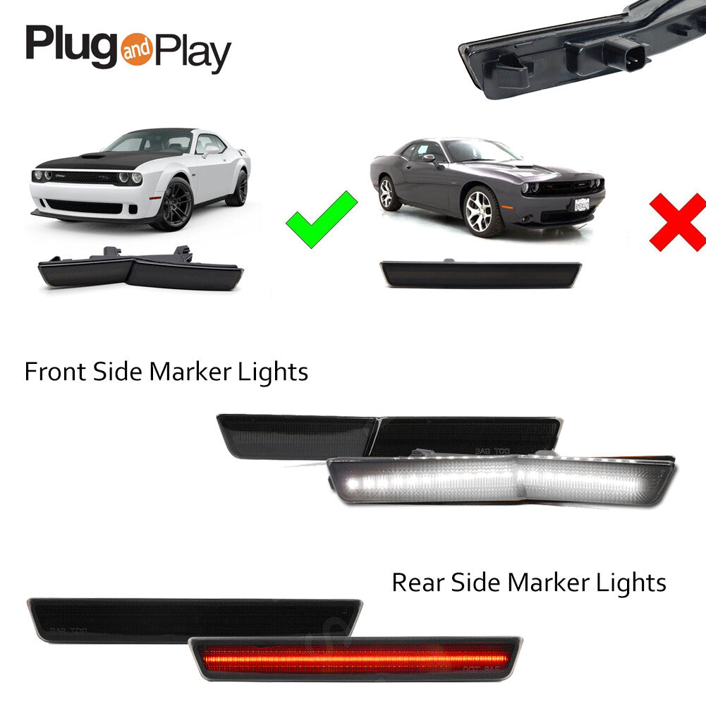 Front white and rear red mudguard side marker light set suitable for Dodge for Challenger 2018 up- v