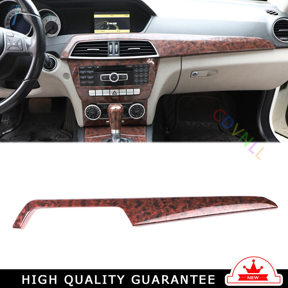 Middle Console Dashboard Strip Trim for Mercedes-Benz C-Class 11-2013 Brown Wood