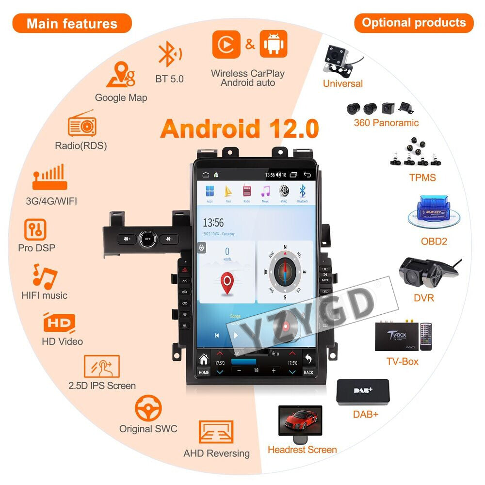 for Nissan GT-R Skyline 2008-2017 Android 2Din Car Radio Carplay Screen Reveiver