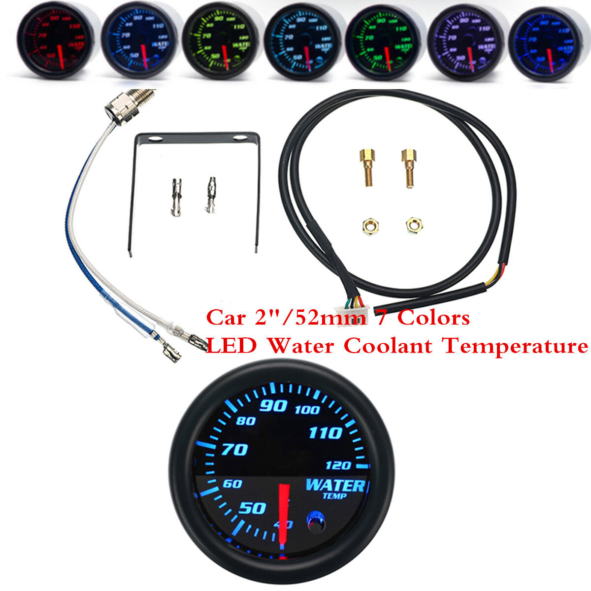 2-inch 52mm 7-color water temperature meter - n