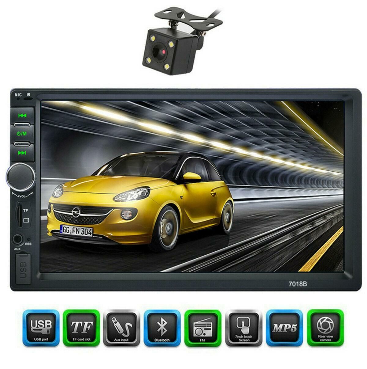 Car 2DIN 7-inch Stereo Radio MP5 Player with Bluetooth HD Touchscreen and Rear Camera n