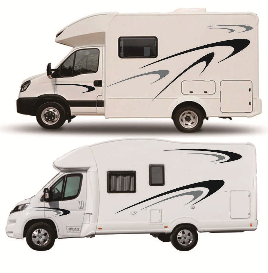 Black Car Camper RV Trailer Stripes Graphics Vinyl Graphics Kit Decals Stickers