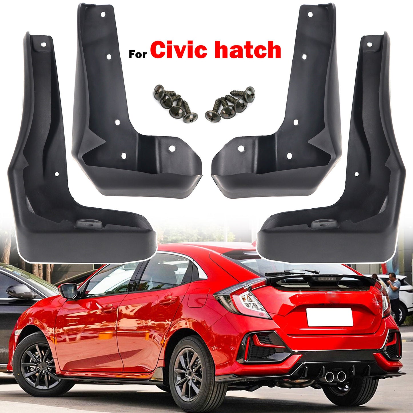 4pc Mud Flaps Splash Guards Mudguards for Honda for Civic Hatchback Hatch 2017-2021 Q