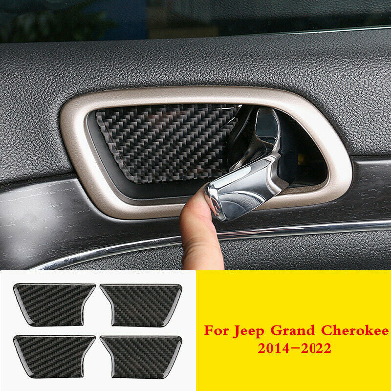 Soft Carbon Fiber Inner Door Handle Bowl Frame for Jeep Grand Cherokee 2014-2022