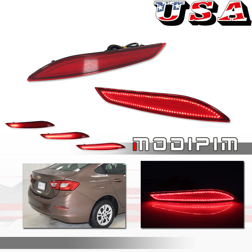 For 2016 - 2019 for Cruze Red Rear Fog Lights Tail Brake with Sequential Signals - v