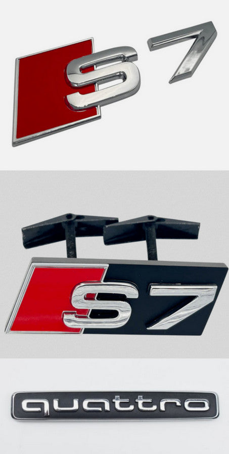 Suitable for Audi S7 front grille, trunk badge cover, rear boot, Quattro badge chrome plating
