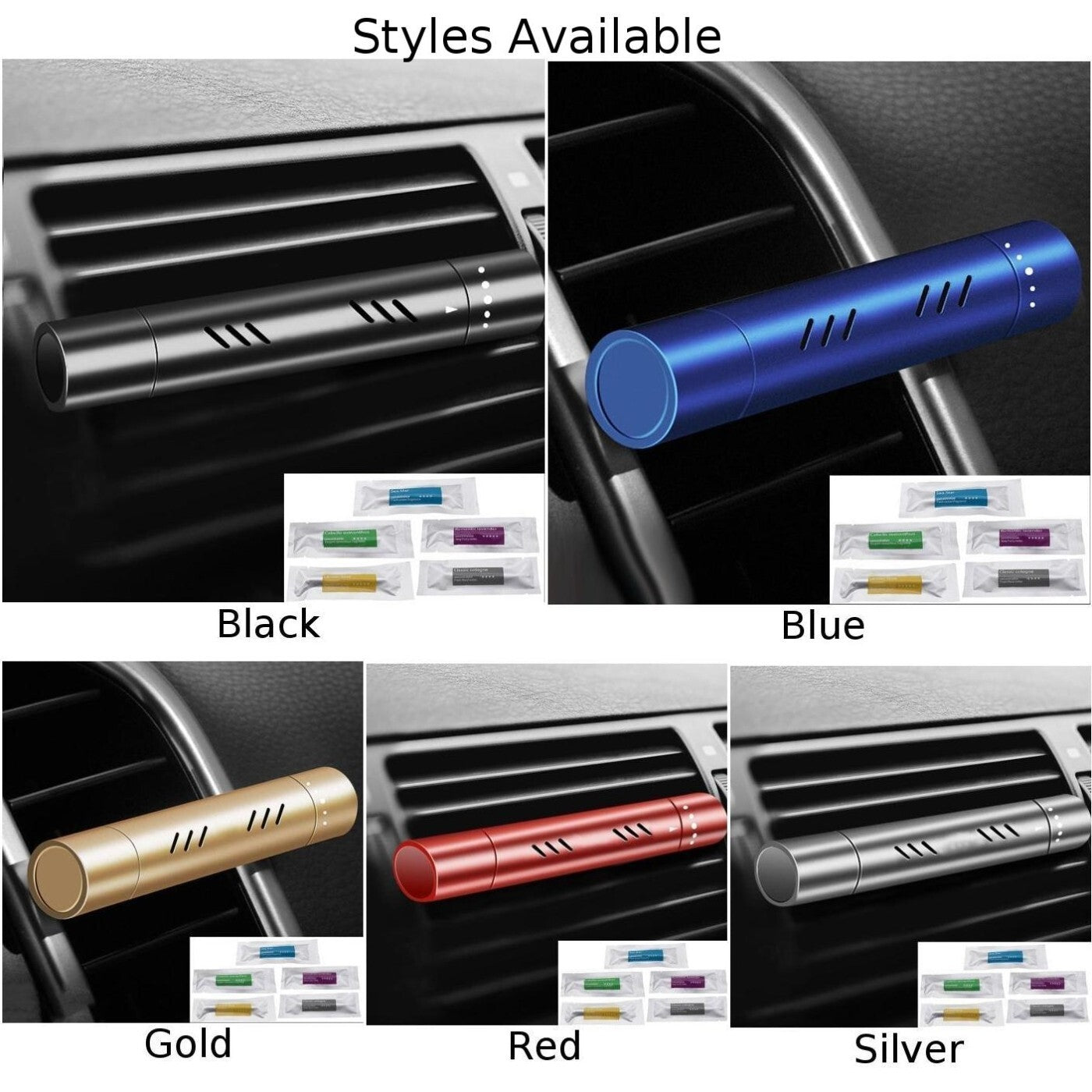 Car Air Vent Clip Perfume Diffuser With 5 Random Aroma Fragrance-Sticks v