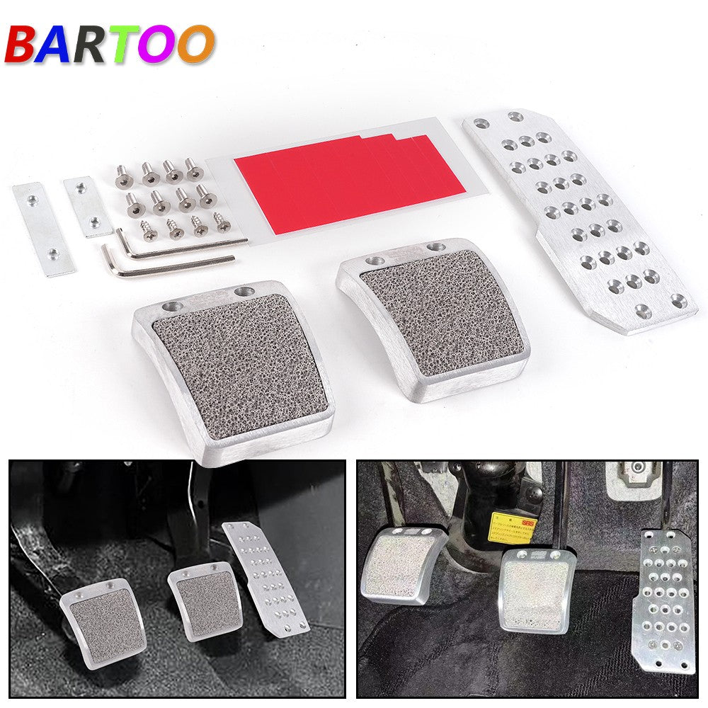 Silver Racing Pedal Kit Foot Rest Accelerator Brake Pedal Clutch Pedals Q