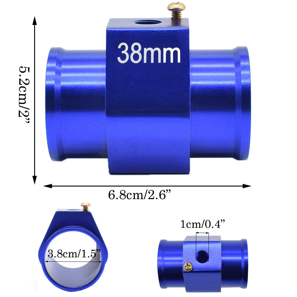 38mm Aluminum Water Temp Temperature Gauge Coolant Radiator Hose Joint Pipe Kit Q