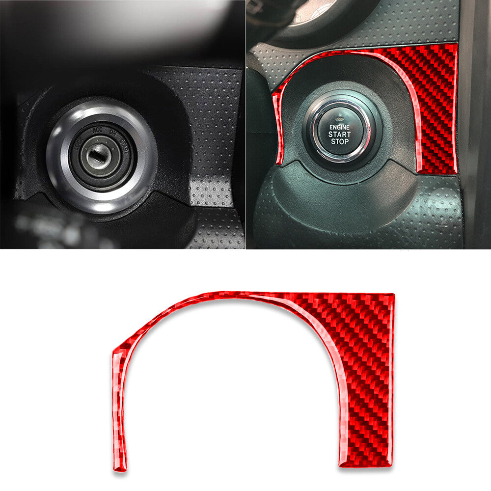 Red Carbon Fiber Ignition Engine Switch Panel Trim For Toyot@ FJ Cruiser 2007-21