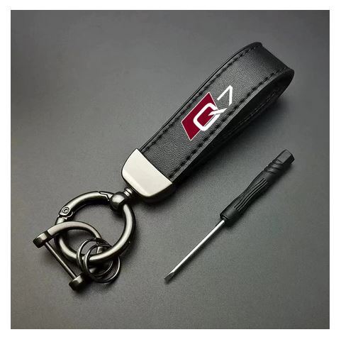 Suitable for Audi A3 car keychain keychain, keyring, black leather horseshoe buckle gift- v