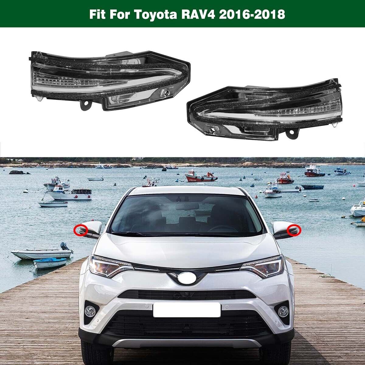1Pair Rear View Mirror Turn Signal Lamps Lights Fit for Toyota RAV4 2016-2018