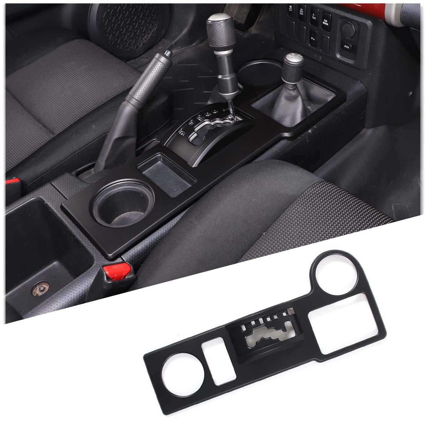 Black Center Control Gear Panel Storage Box Tray Trim for Fiat 500 2014-19- v