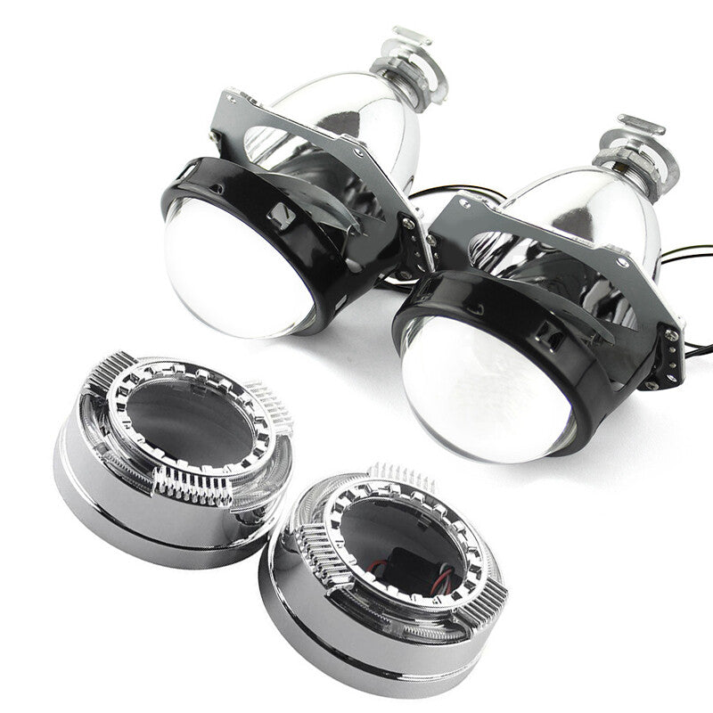 3 Car LED Light Angel Eye Projector Lens Headlight w/Cover SUV Demon Eyes IP65 v