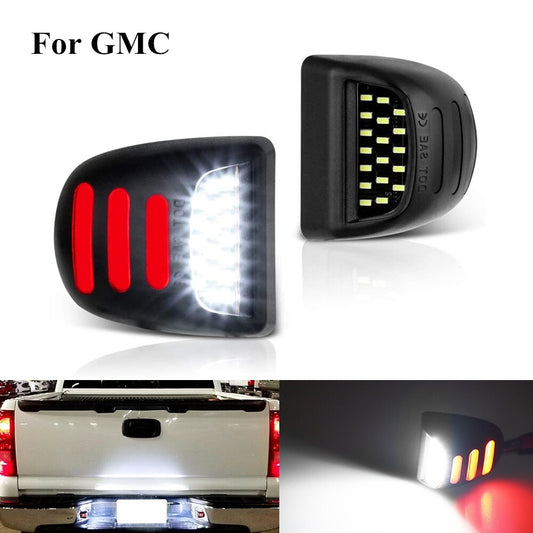 2-Piece Red DRL Tube LED License Plate Label Rear Lights for Silverado for GMC for Sierra n