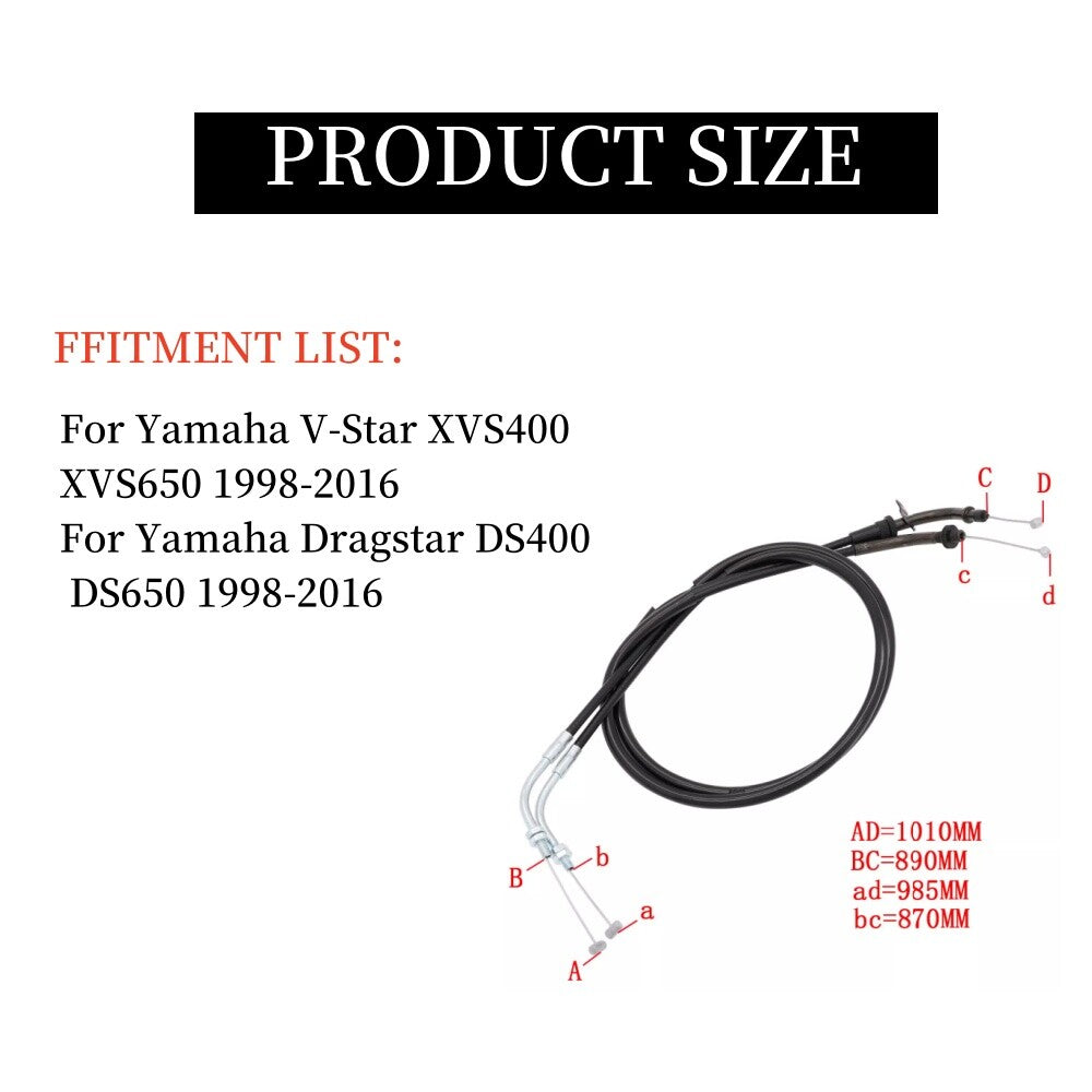 Motorcycle throttle cable for Yamaha V-Star XVS400 XVS650, custom black. n