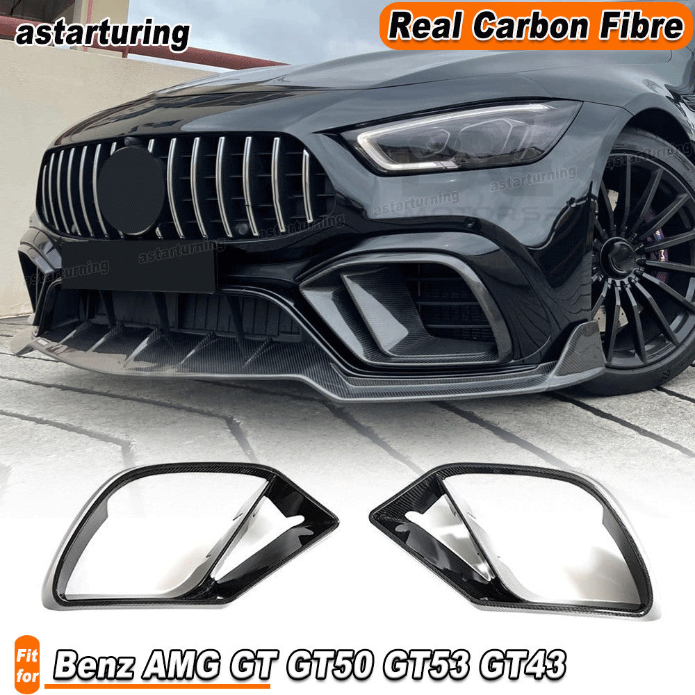 for Benz AMG GT GT50 GT53 GT43 Real Carbon Front Bumper Grill Fog Air Vent Cover