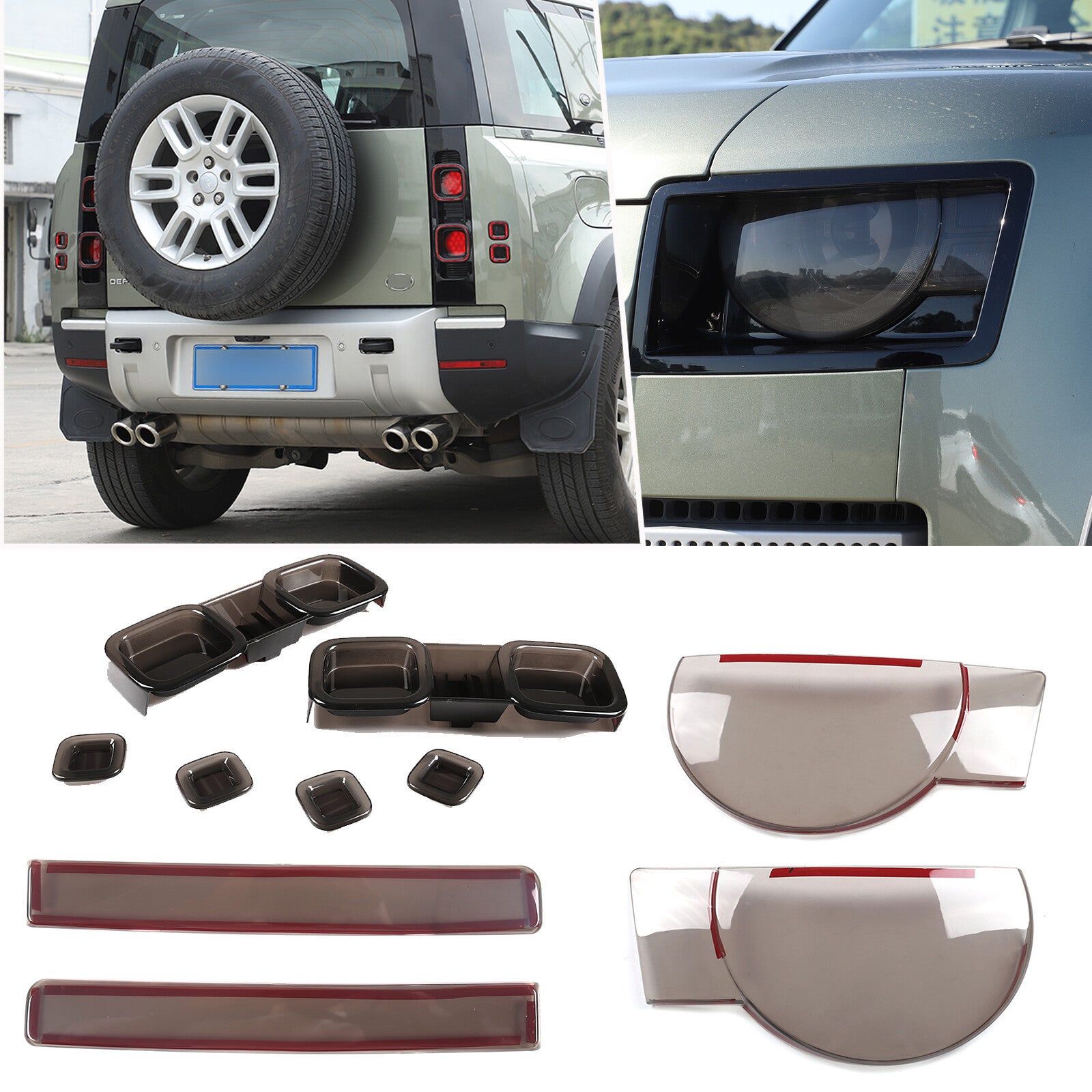 Smoked headlight and taillight covers for Land Rover for Defender 2020 - 23 10X