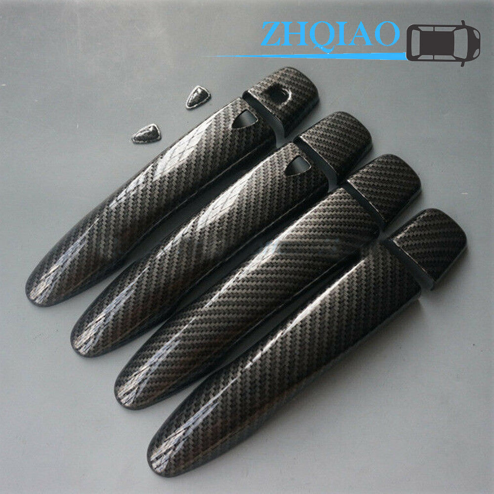 Carbon Fiber Print Door Handle Cover Trim Fit for Renault for Kadjar 2017-2019