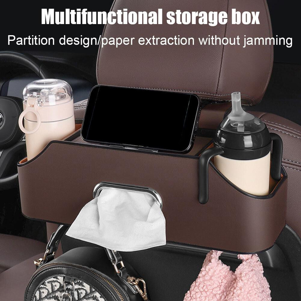 Back for Seat Organizer Interior Accessories Car Storage Bag Water Cup Holder Brown