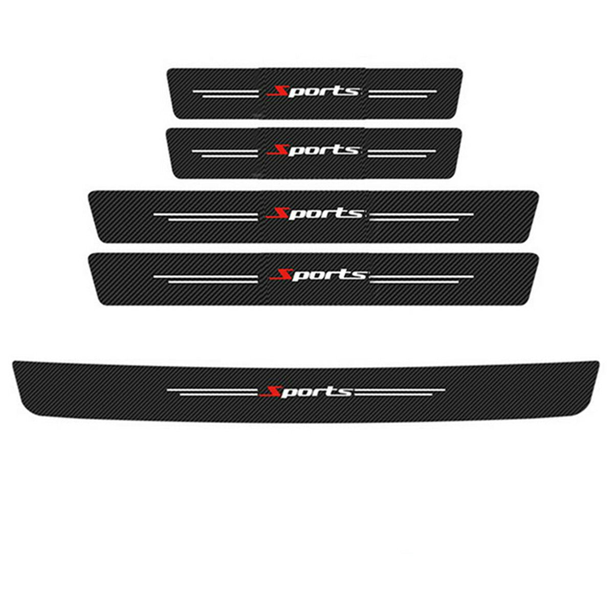 5x Car Scuff Plate Carbon Fiber Look Door Sill Cover Panel Step Protector Guard
