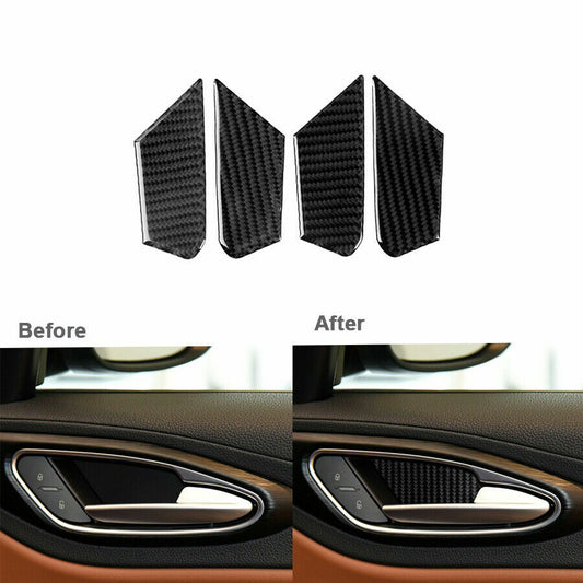 Carbon fiber door handle trim cover for Alfa Romeo Giulia 17-20