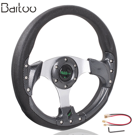 Universal Battle 320MM Pane PVC 6 Hole Steering Wheel with Horn Button