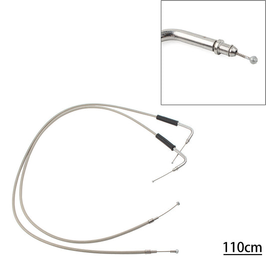 2x Stainless Steel Throttle Cable for Harley Sportster XL1200 883 Dyna Road King Q