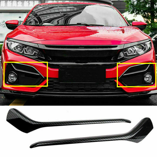 2PCS for Honda for Civic Hatchback 19-21 Carbon Fiber ABS Front Fog Light Cover Trim