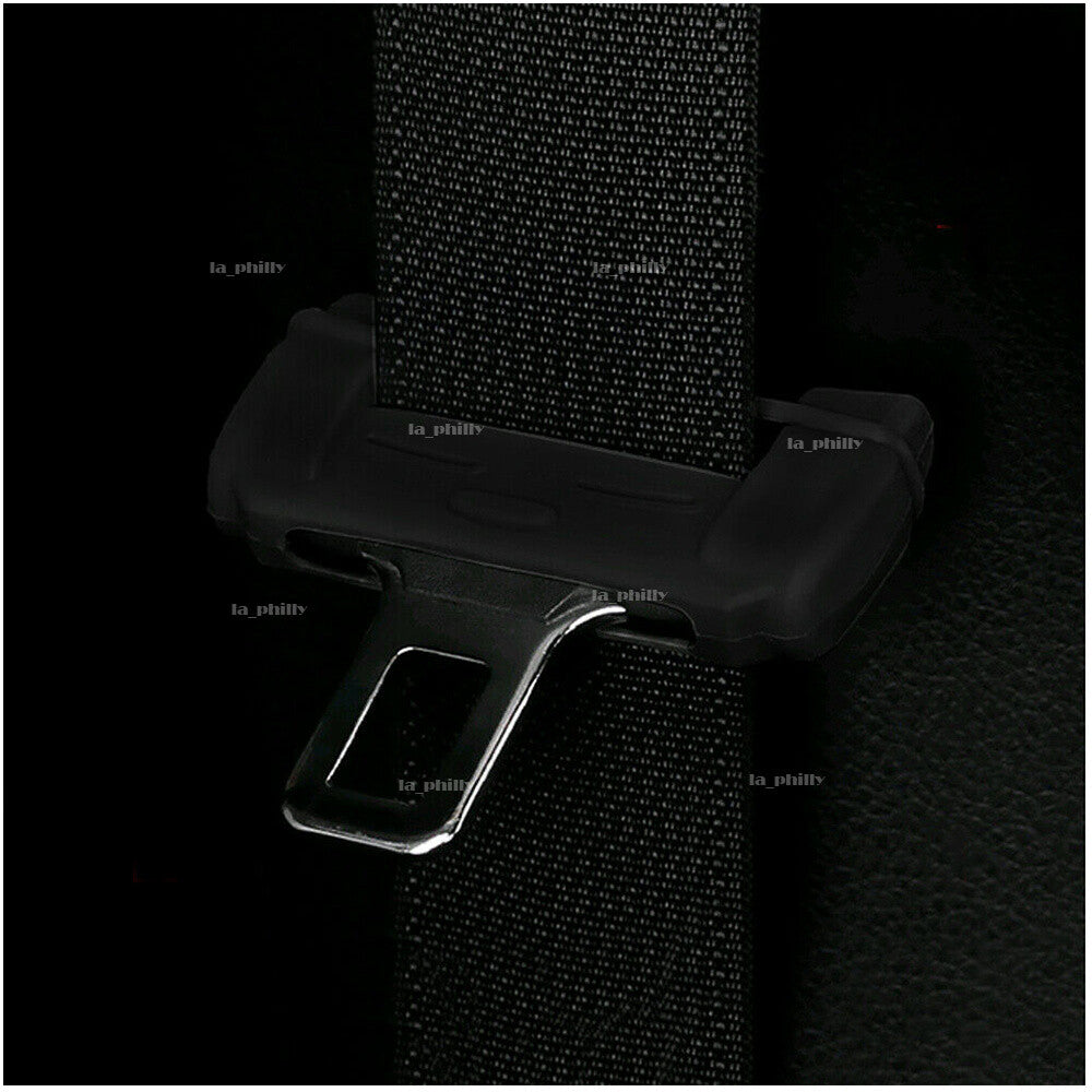 2 Car for Seat Belt Buckle Clip Silicone Anti-Scratch Cover Safety Accessories Black Q