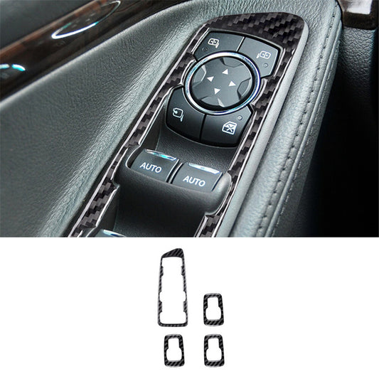 Carbon Fiber Window Switch Buttons Frame Trim Cover for Ford Explorer 2011-2014