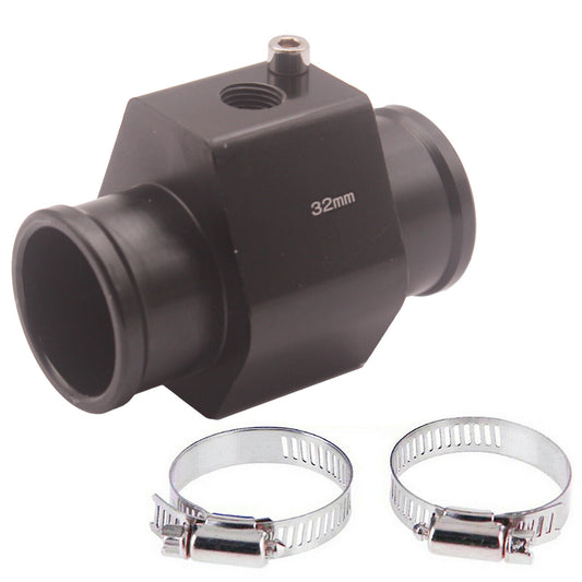 Car 32mm Water Temperature Sensor Gauge Joint Pipe Radiator Hose Adapter black n