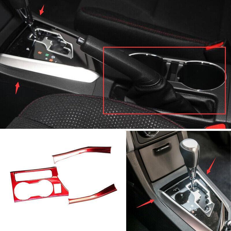 Central Console Gear Shift Frame Trim Red ABS 3pcs for Toyota for Corolla 2014-2018