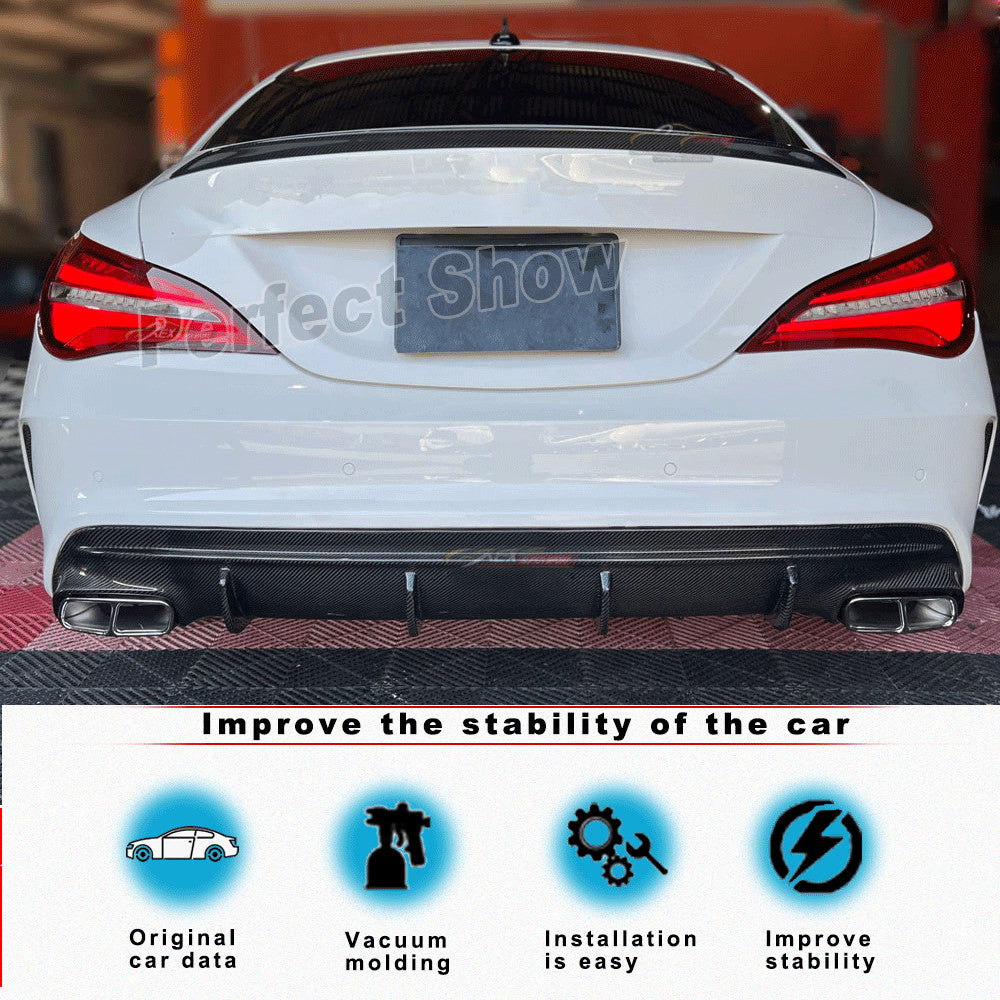 Carbon Rear Bumper Diffuser Spoiler for Benz C117 CLA200 CLA250 CLA45 13-19