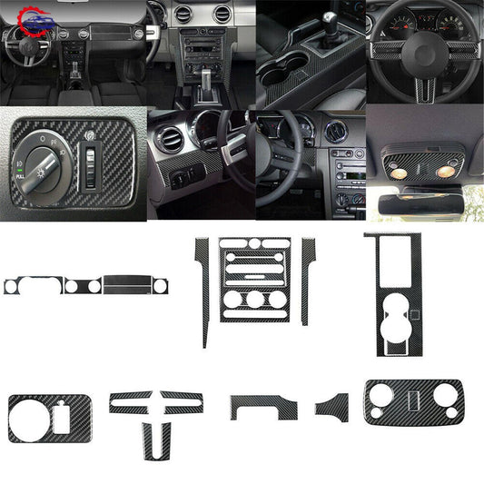 24Pcs Carbon Fiber Interior Full Set Cover Trim Fits For 2005-2009 for Ford for Mustang