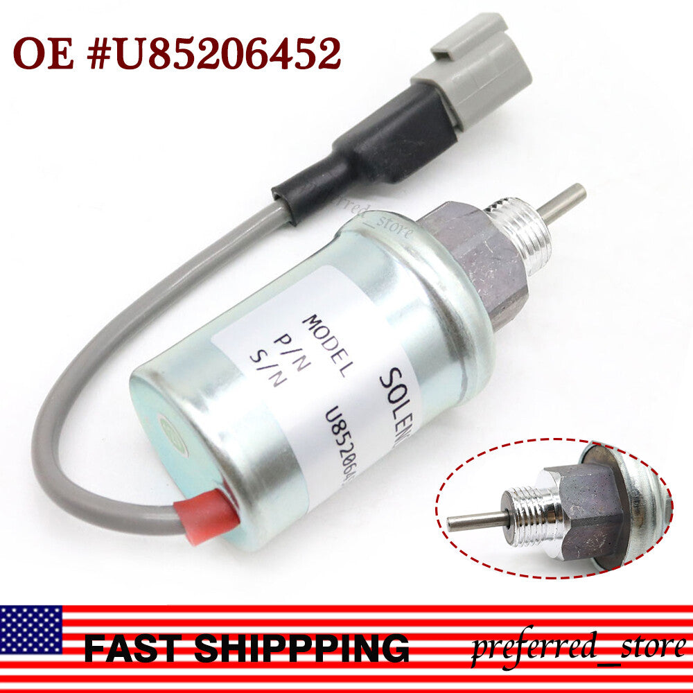 U85206452 Fuel shut-off solenoid valve 12V, suitable for Perkins 402D 403D 404D 404C 403C- v
