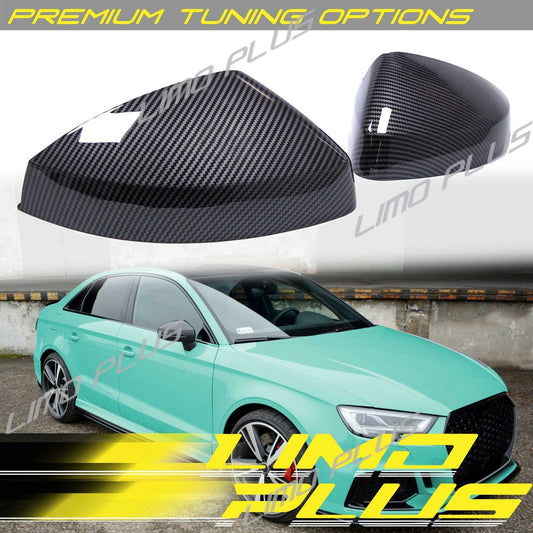 Carbon Fiber Look Side Mirror Cover Caps for for Audi A3 8V S3 RS3 W/O Lane Assist v