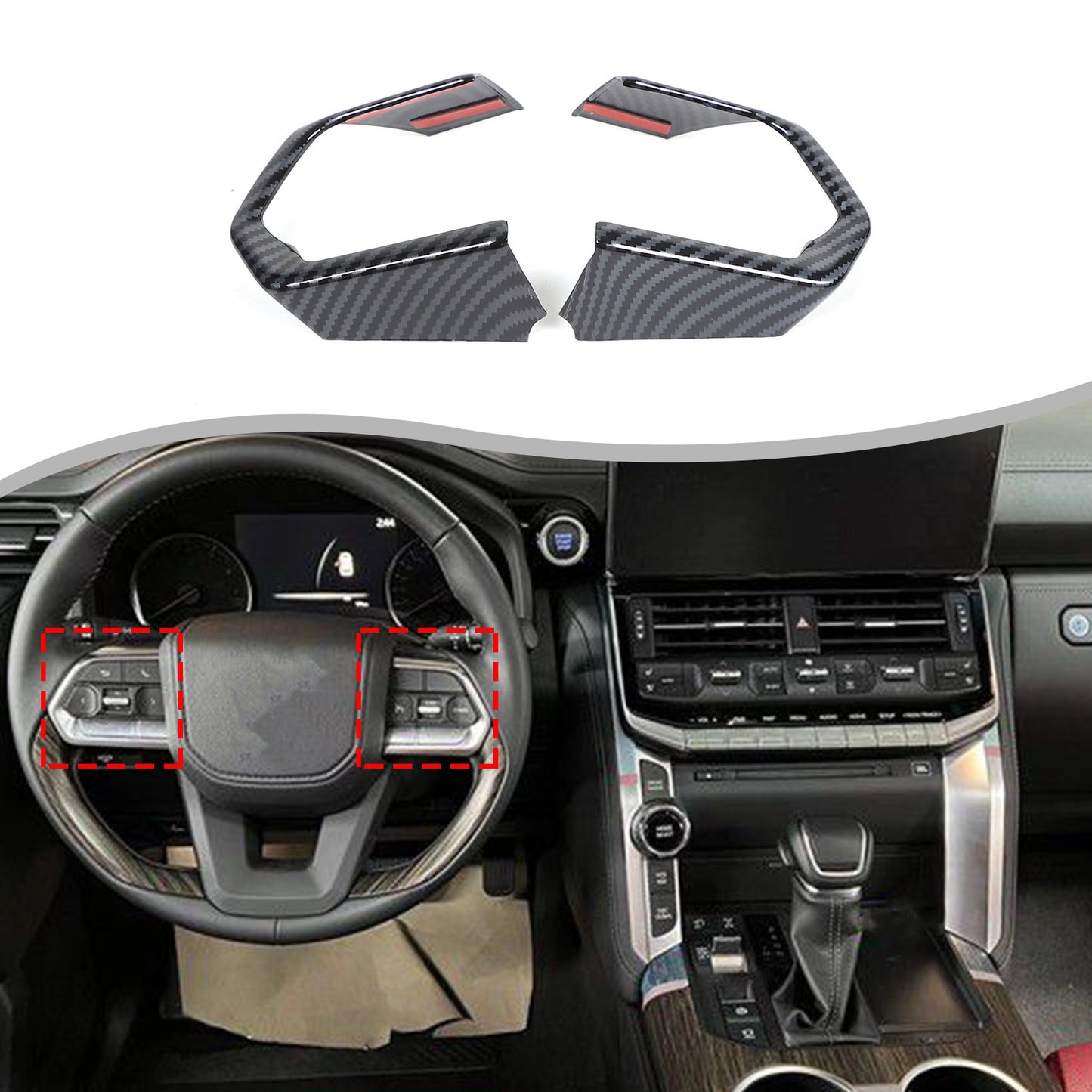 Carbon fiber steering wheel button cover trim for Land Cruiser 300 LC300 2023+- n