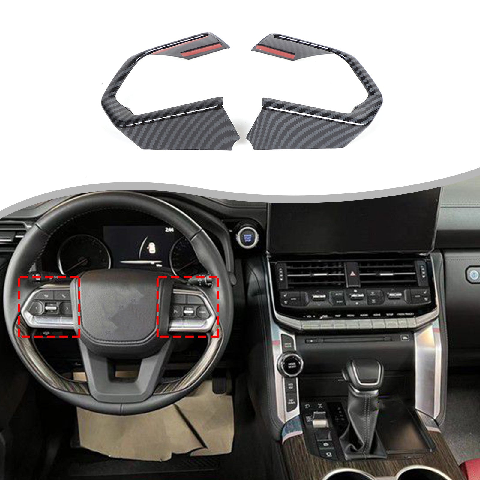 Carbon fiber steering wheel button cover trim for Land Cruiser 300 LC300 2023+- n