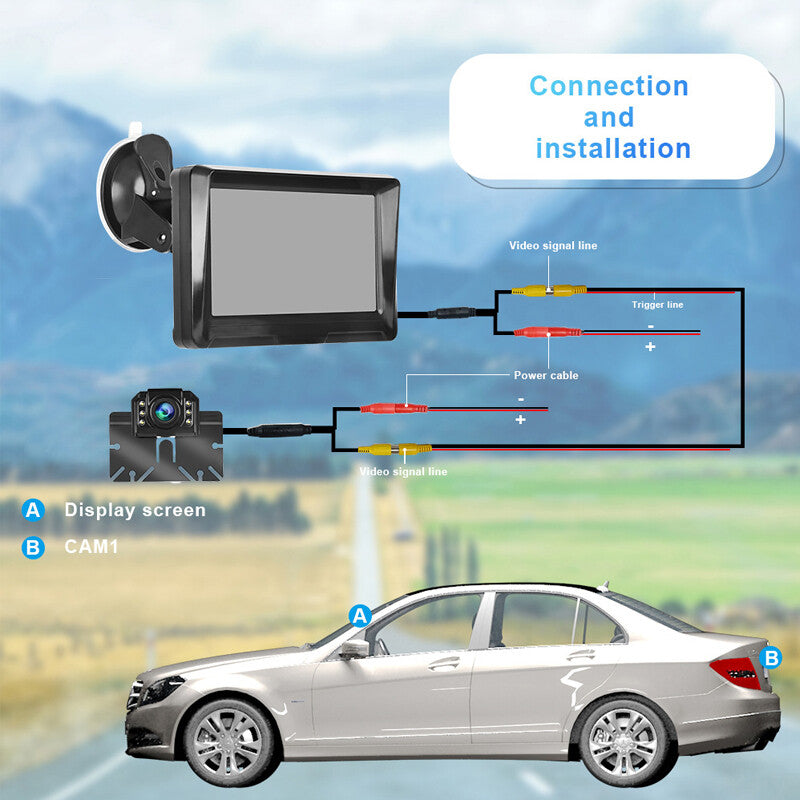 5-inch display for backup in-vehicle camera and rearview monitor screen for parking and reversing system - n