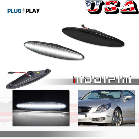 Smoke white LED front/rear fender side marker lights for Lexus SC430 2002-2010- v