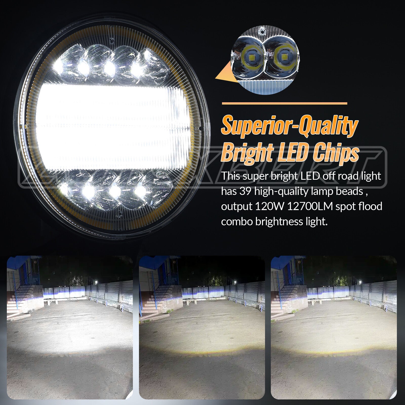 2¡Á 4Inch Round LED Work Light Bar Pods Roof Spot Lights Driving Lamp SUV Offroad