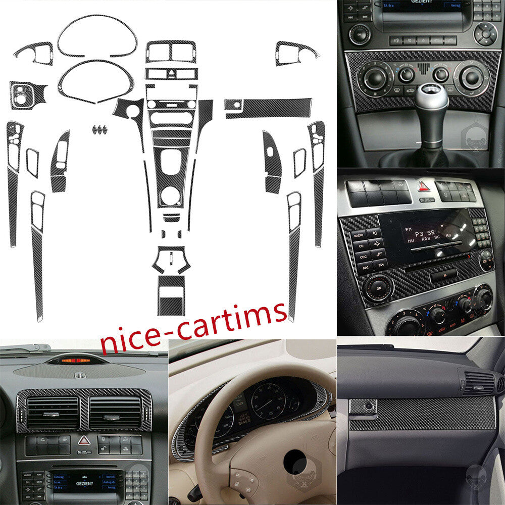 44¡Á Carbon Fiber Interior Full Set Decor Trim Kits for Benz C Class W203 2005-07