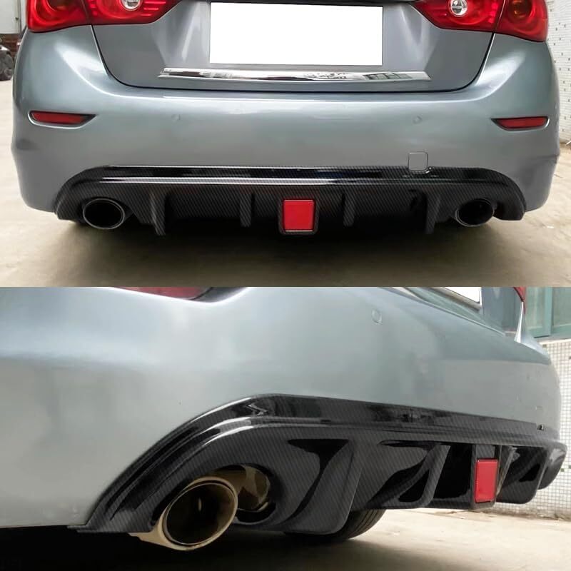 For 2014-2017 for Infiniti Q50 ABS Carbon Fiber Rear Bumper Diffuser & Rear Spoiler n