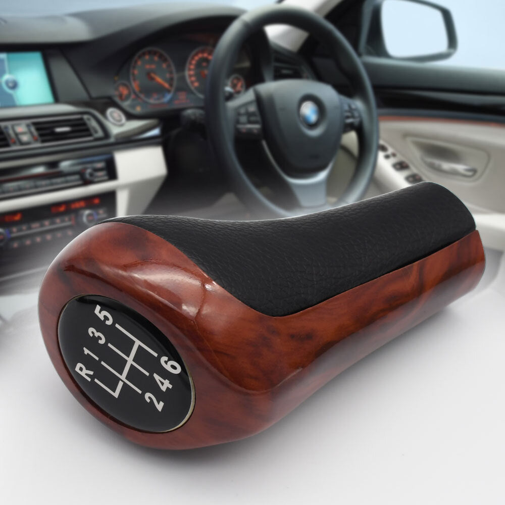 6 Speed Burl Wood Grain Manual Gear Shift Knob for BMW 1 Series E81 E82 E87 F20 Q