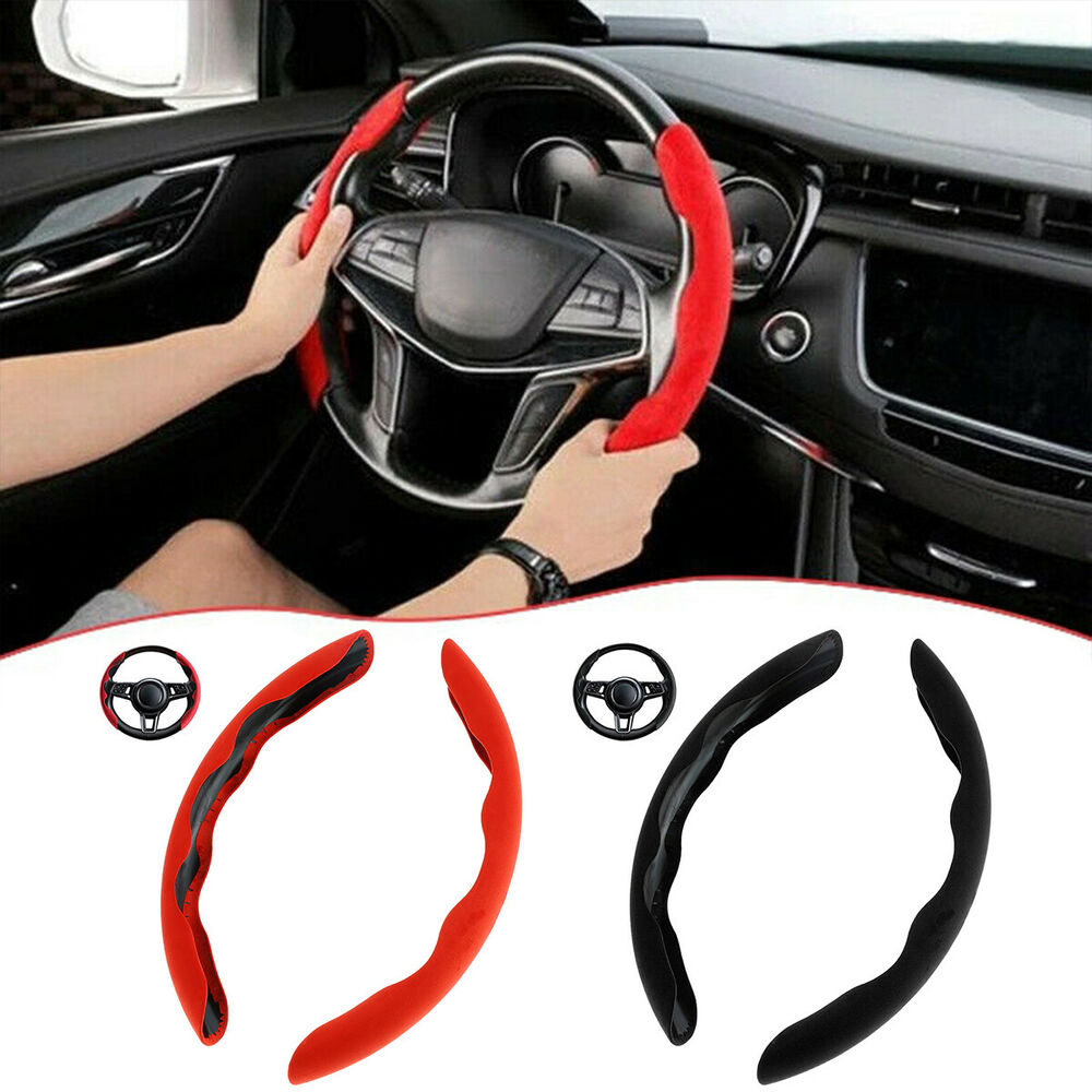 Car Wheel Cover Anti-Slip Plush Comfortable Steering Wheel Cover Steering Black Q