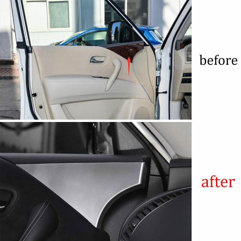 Inner Door Panel Cover Trim 4PCS Fit for Nissan Armada Y62 2017-20 Matte Silver