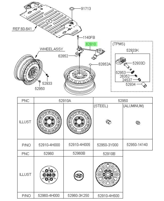 The spare wheel rack is suitable for Hyundai 2007 - 2021 H-1 Grand Starex 628004H000